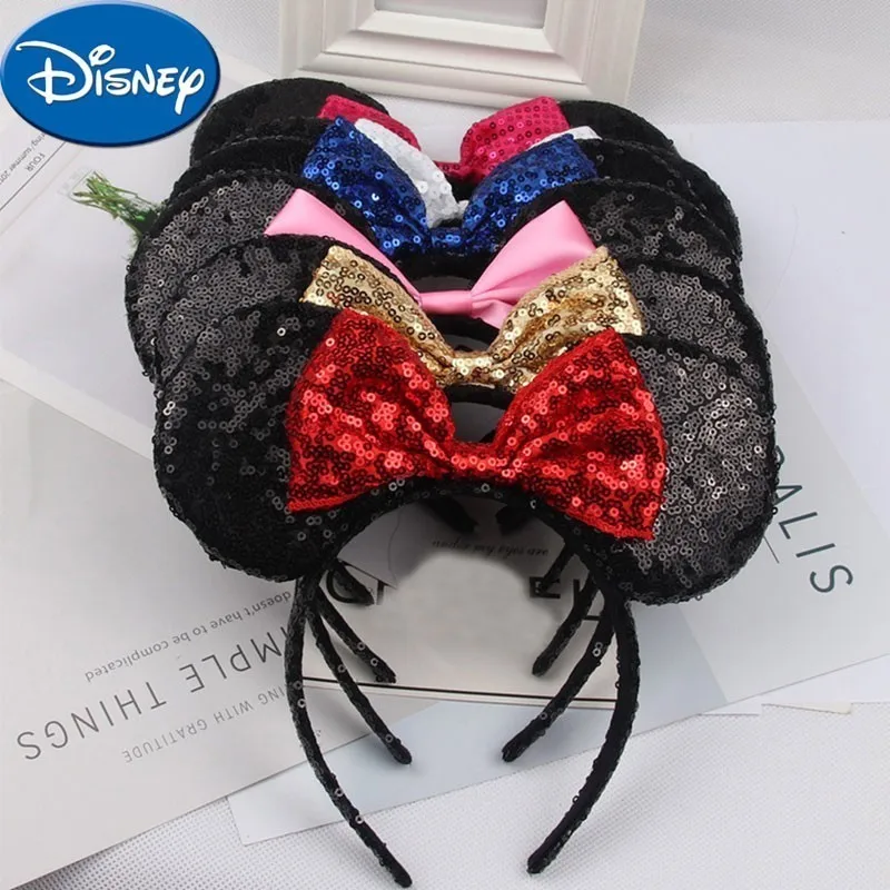 

Disney Princess Headwear Cartoon Minnie Ears Girl Sequin Head Hoop For Kids Adult Party Cosplay Birthday Baby Children Headband