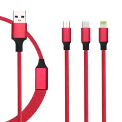 Multi USB кабель USB к/Micro/USB C 3 в 1 Плетеный зарядный кабель для IPhone X/8 плюс/7 Plus/iPad/MacBook/Galaxy S8 плюс Примечание 8