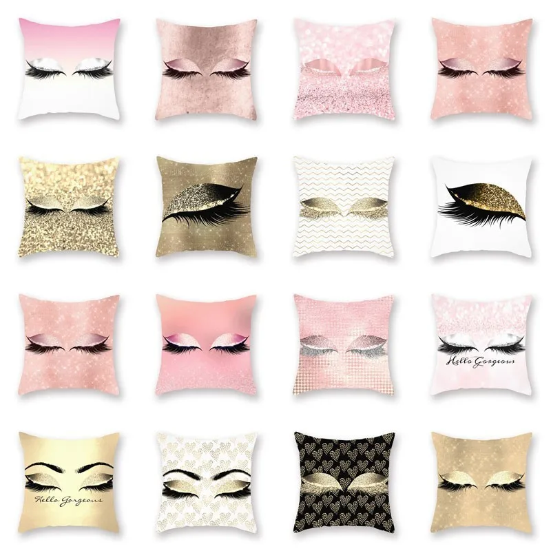 

45x45cm Cute Eyelash Style Polyester Throw Pillowcase Sleep Waist Pillow Case Living Room Decor Cushion Cover