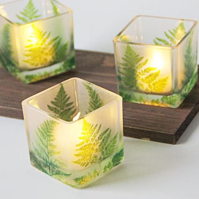 Northern Europe Style Candle Jar DIY Candle Making Container Green Leaf