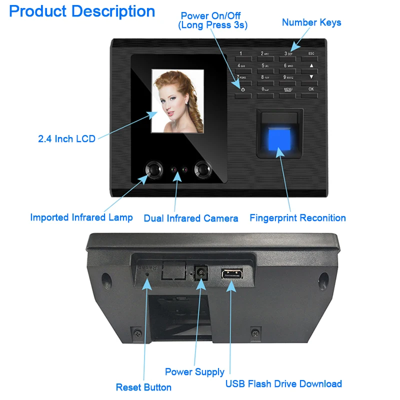Биометрическая система распознавания лица и отпечатков пальцев USB устройство считывания отпечатков пальцев
