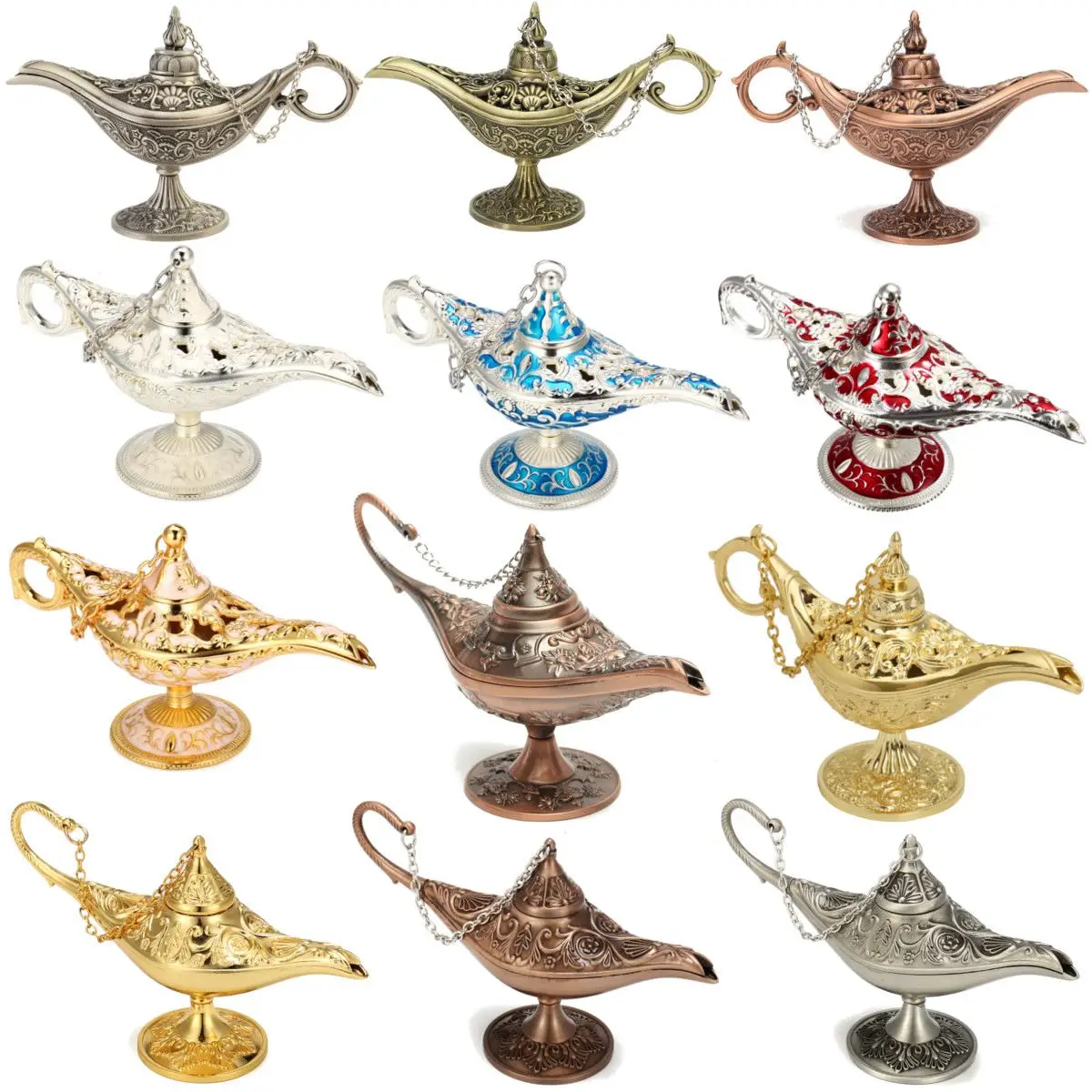 Hollow Carved Aladdin Oil Lamp Metal Novelty Light Vintage Pot Arabian Light Home Decoration Fashion Art Craft Gift 2019 New