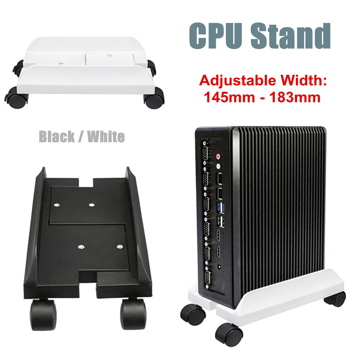 PC Case Desktop CPU Stand Holder Computer tower Rolling Wheels Adjustable Wide Mobile ABS Plastic Pulley Case Slide