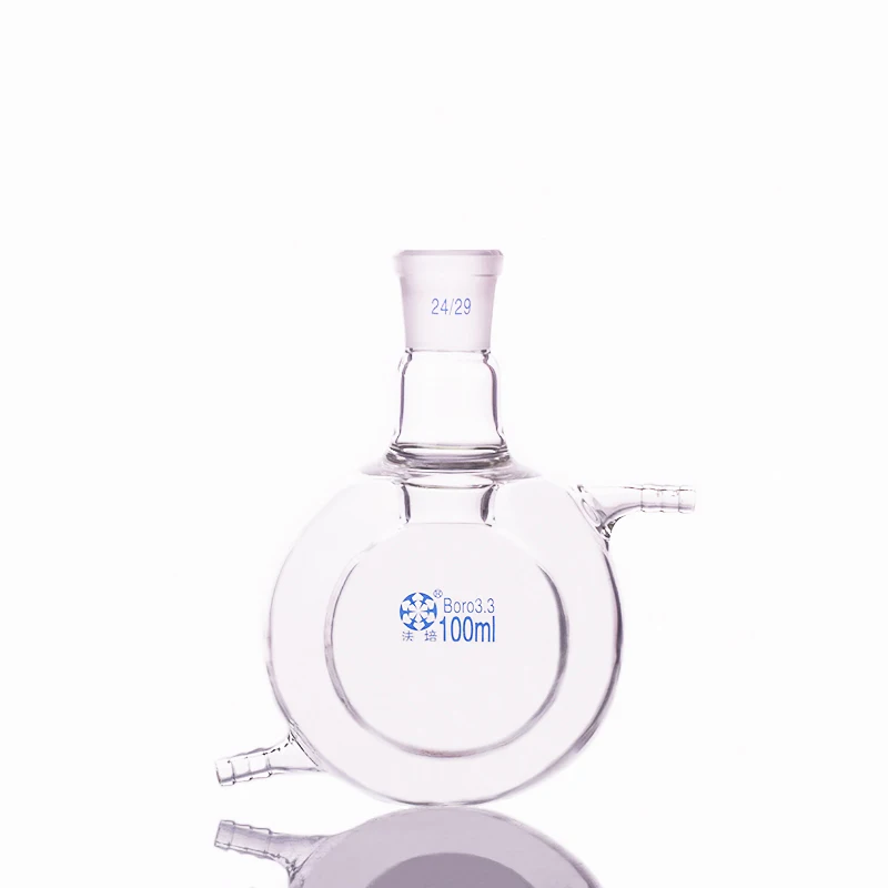 Double-deck spherical single-necked round bottom flask Capacity 100ml Joint 24/29 Mezzanine jacketed reactor bottle | Канцтовары для