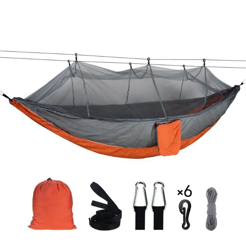 

Ulatralight Double Mosquito Net Hammock Easy Set Up Hamak 290*140cm With Wind Rope Nails Portable For Camping Travel Yard