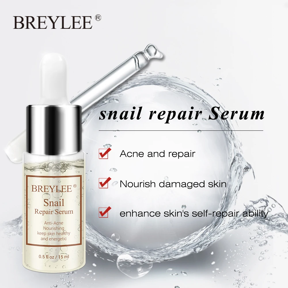 Breylee Snail Serum Collagen Serum Repairing Lifting Firming Essence Hyaluronic Acid Moisturizing Anti-aging Face Skin Care 1pcs Breylee Snail Serum Collagen Serum Repairing Lifting Firming Essence Hyaluronic Acid Moisturizing Anti-aging Face Skin Care 1pcs