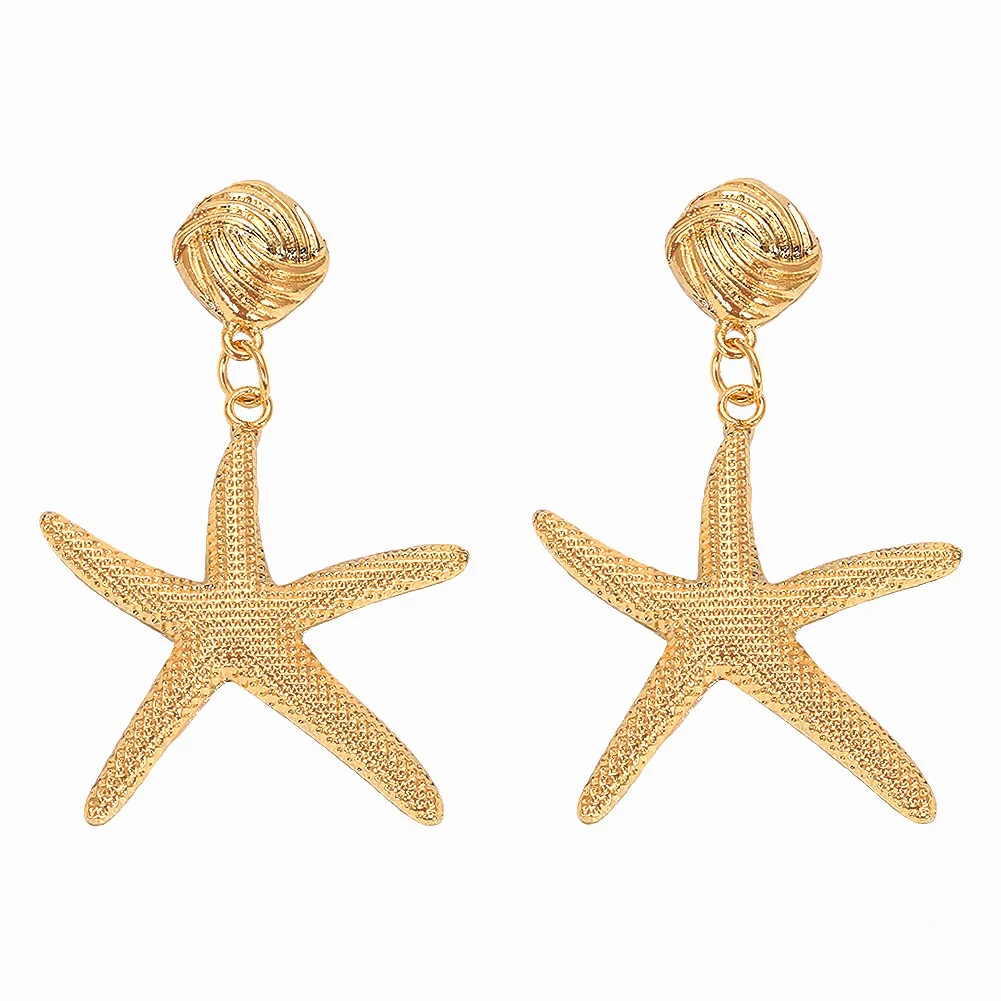 

Starfish Drop Earring Geometric Gold Color Metal Dangle Earring Za Wedding Statement Jewelry 2019 new Summer Ocean Style