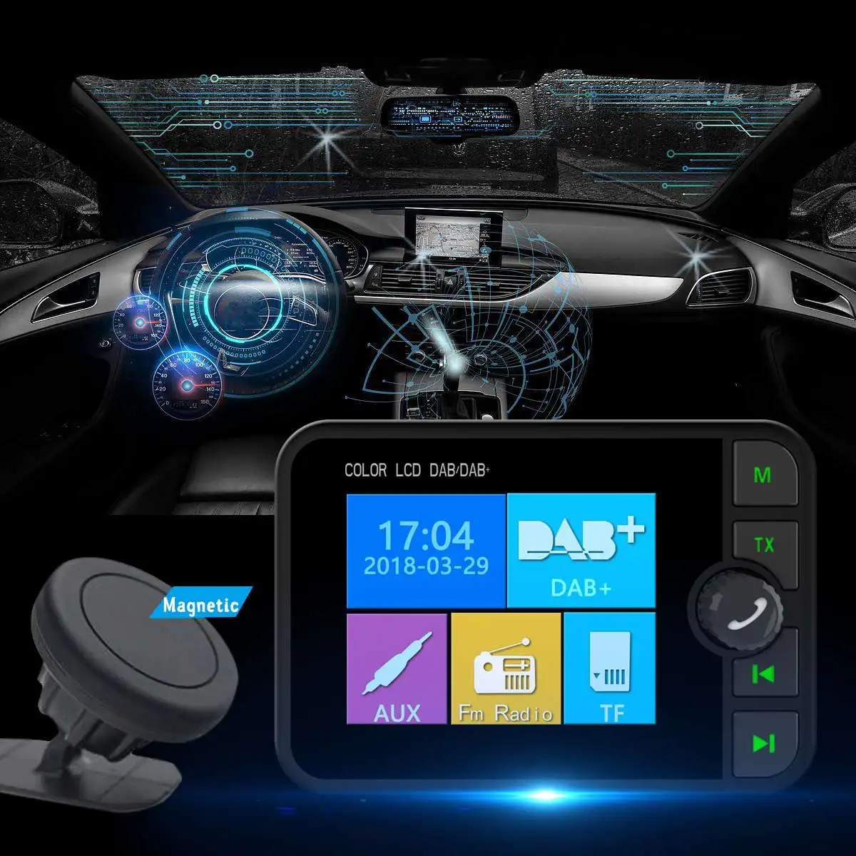 

2019 NEW 2.4 inch Car DAB Radio Color bluetooth Car Handsfree MP3 DAB Digital Radio Slideshow Picture Program Name Display