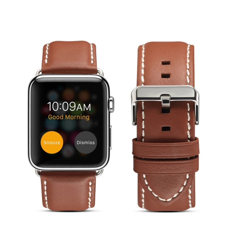 Браслет из натуральной кожи ремешок для Apple Watch 42 мм 38 44 40 сменный iWatch серии 5 4 3 2 1