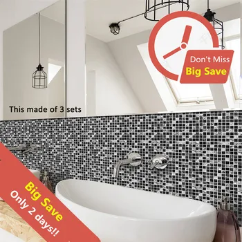 

10pcs/lot Mosaic Tile Brick Wall Stickers Square Floor Decal For Kitchen Bathroom Pvc Self Adhesive Fake 3d Upholstery Wallpaper
