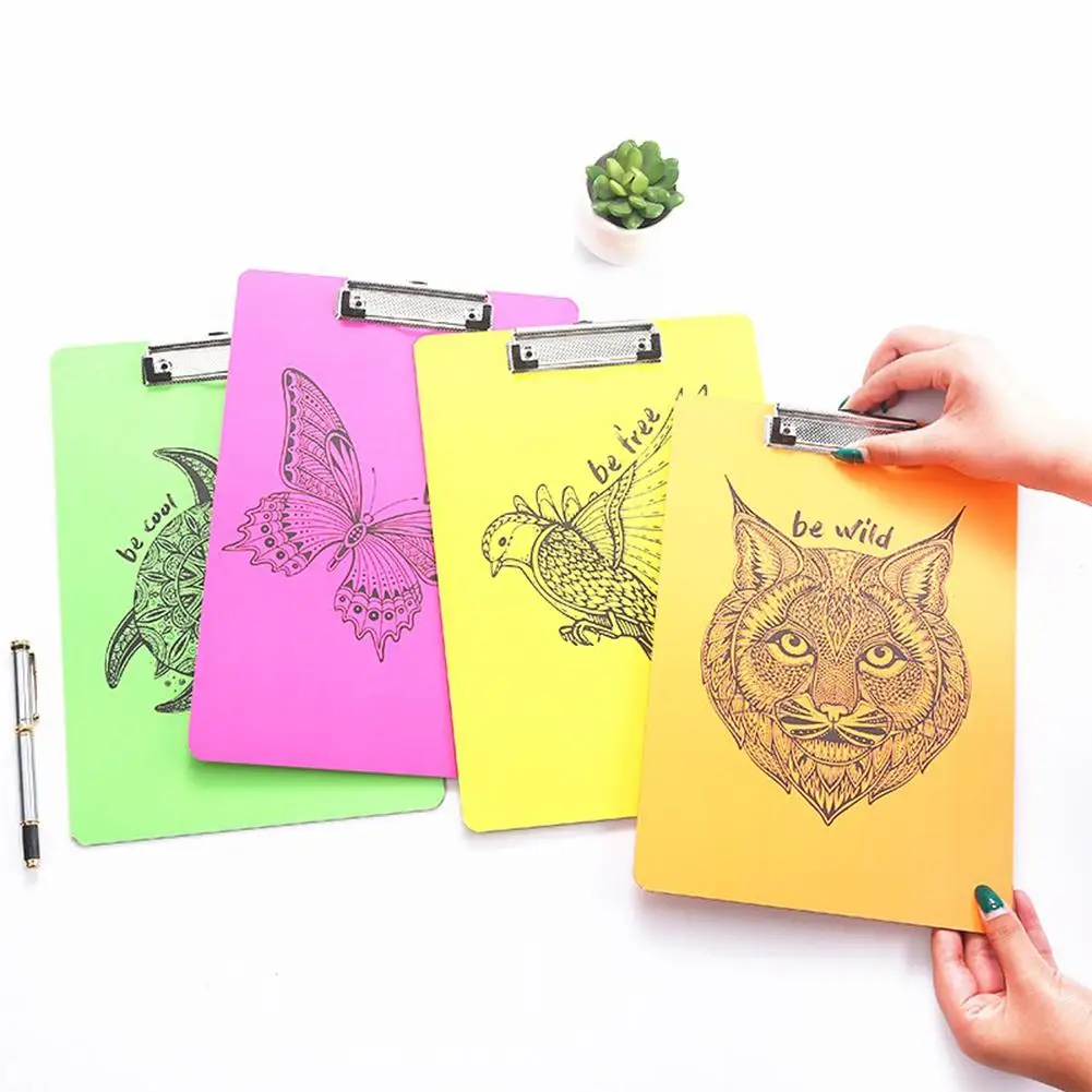 

A4 Straight Plywood Signed Clipboard WordPad Business Fastener File Folder Random Color r20