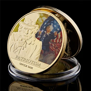 

US National Incarnation Uncle Sam WW I Challenge Coin "I Want You for U.S. Army" Gold Plated Celebrity Metal Commemorative Coin
