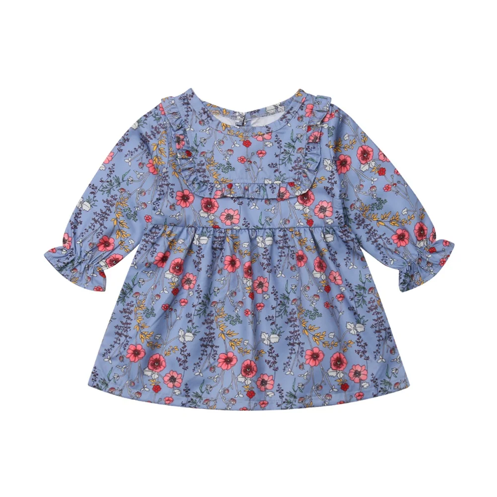 

Pudcoco 2019 New Brand Toddler Kids Baby Girl Floral Long Sleeve Casual Sweet Dress