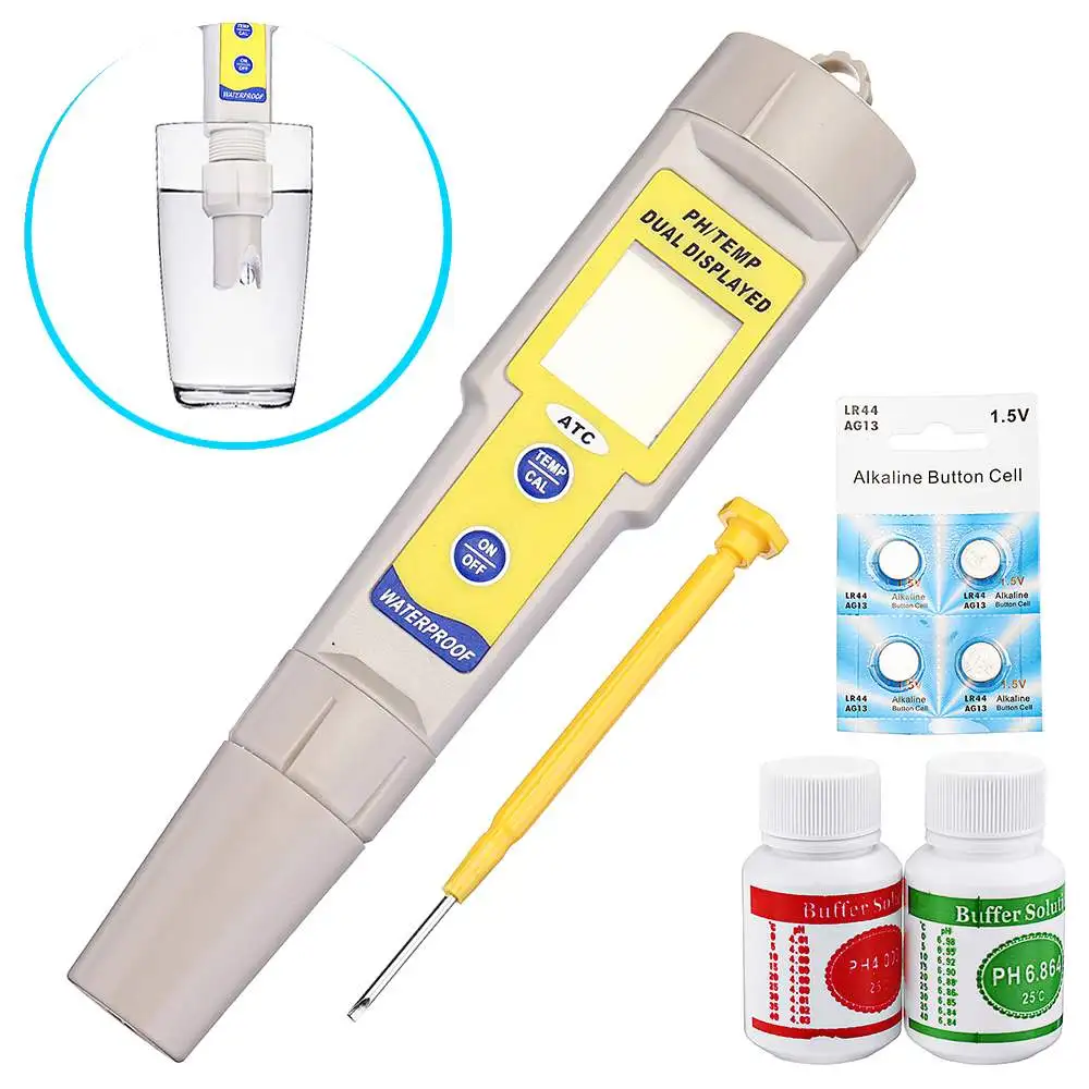 

PH035Z Accurate Waterproof Double Display PH and Temperature Testing Meter Test Pen with Auto Calibration and Two Buffers