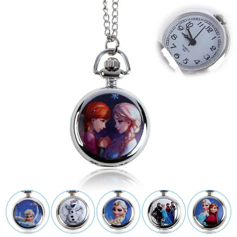 

Frozen Character Elsa Classic Fashion Quartz Pocket Watch Necklace Kid Gift
