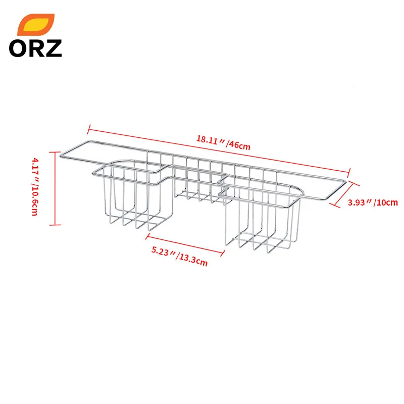 Billige ORZ Edelstahl Küche Tablett Teller Abtropffläche Trocknen Rack Waschbecken Halter Korb Messer Schwamm Halter Dish Rack Küche Veranstalter