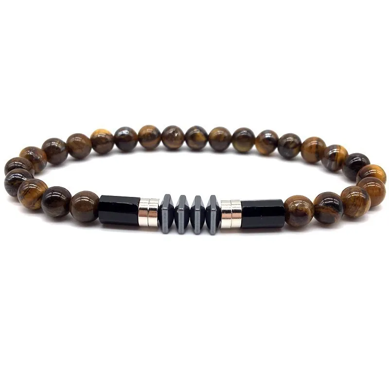 

2019 New Arrival Trendy Bracelet Men 6mm Stone Tiger Eye Bead Classic Charm Bracelet For Men Women Jewelry Gift