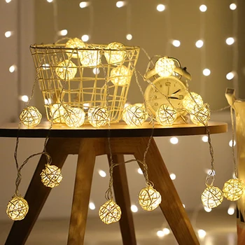 

Christmas Lights Garland LED String Light 3M Rattan Ball Warm White Fairy Light Holiday Light For Party Wedding Decoration