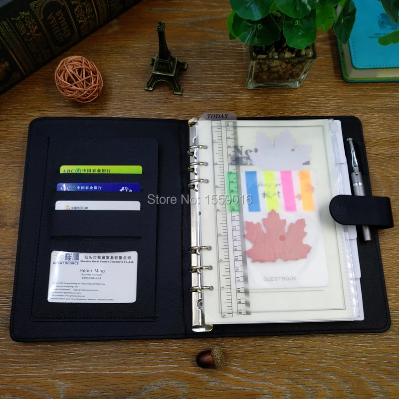 A5 папка-переплет прозрачная ручка сумка цветные наклейки и линейка подарочный набор кожаный чехол тисненая Цветочная крышка