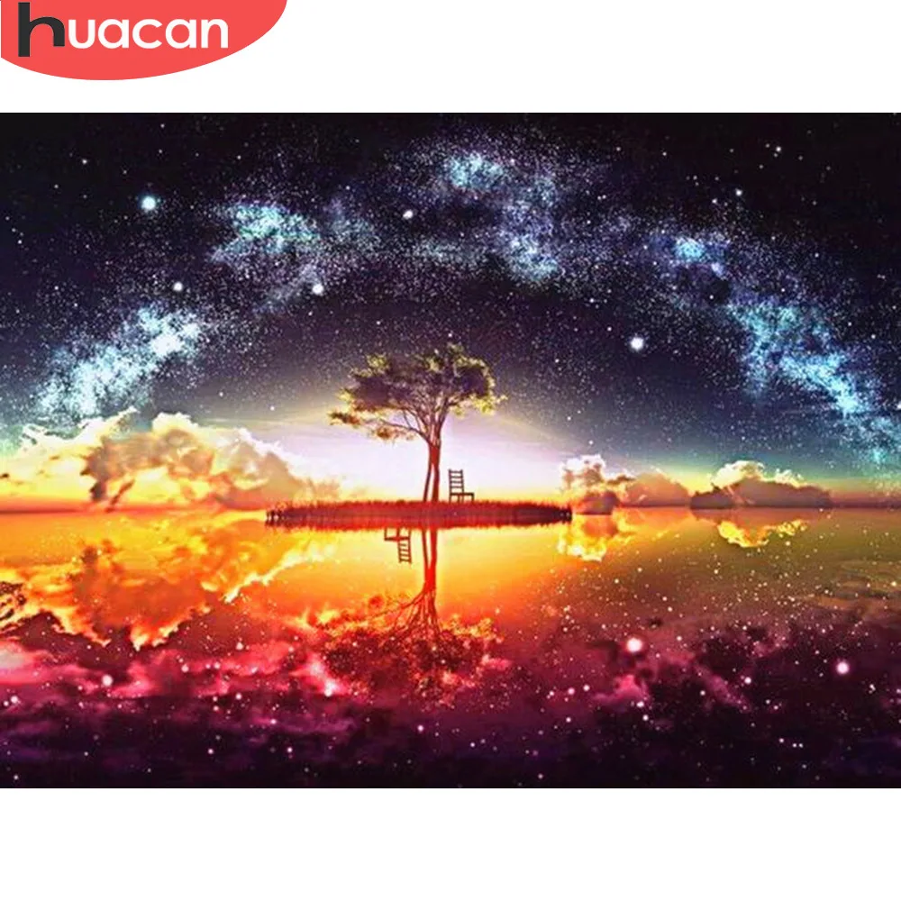 

HUACAN 5D DIY Diamond Painting Scenic Full Square Night Embroidery Sale Night Rhinestone Pictures Diamond Mosaic Home Decor