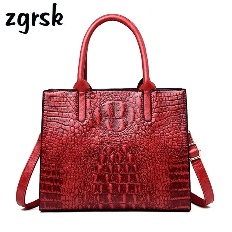 

Fashion Alligator Luxury Handbags Women Tote Bags Designer Shoulder Bag Crocodile Pattern Women Genuine Leather Bags Vintage