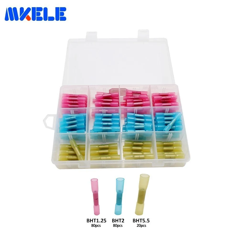 

180pcs/box Heat Shrink Terminal Gp-h005 Assorted Insulated Electrical Wire Spade Butt Connectors Assorted Terminales Set