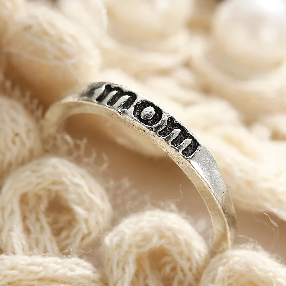 

European and American jewelry simple single Om ring love mother ring woman