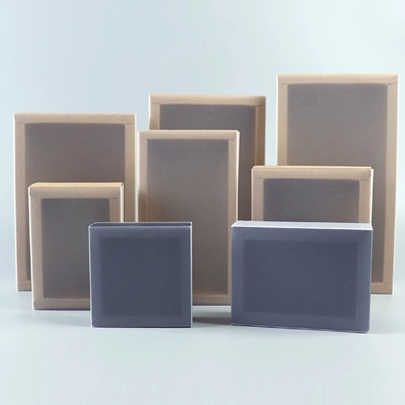 

20pcs Black Paper Drawer Boxes with Frosted Sleeve Handmade Soap Craft Jewel Kraft Box for Wedding Party Candy Gift Packaging