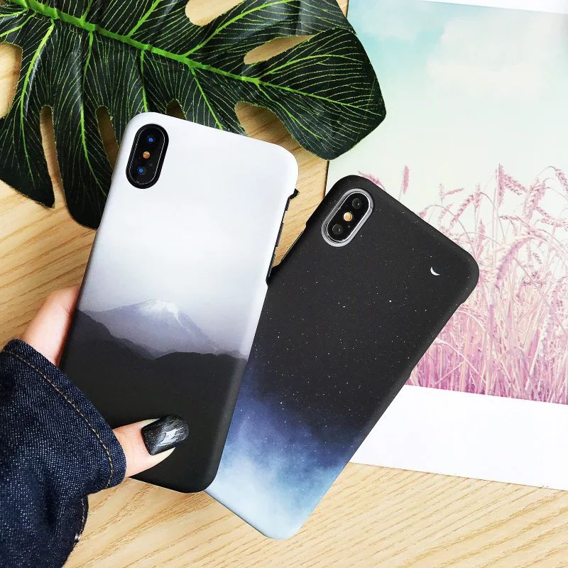 JONSNOW PC жесткий чехол для iPhone X XR XS Max чехол s звездное небо/Горный вид узор чехол для телефона для iPhone 6 6S 7 8 Plus Capa