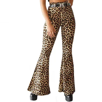 

Women Elastic High Waist Sexy Long pants Vintage Leopard Fashion Streetwear Flared Long Pants Trousers Slim Clothes Female 2018