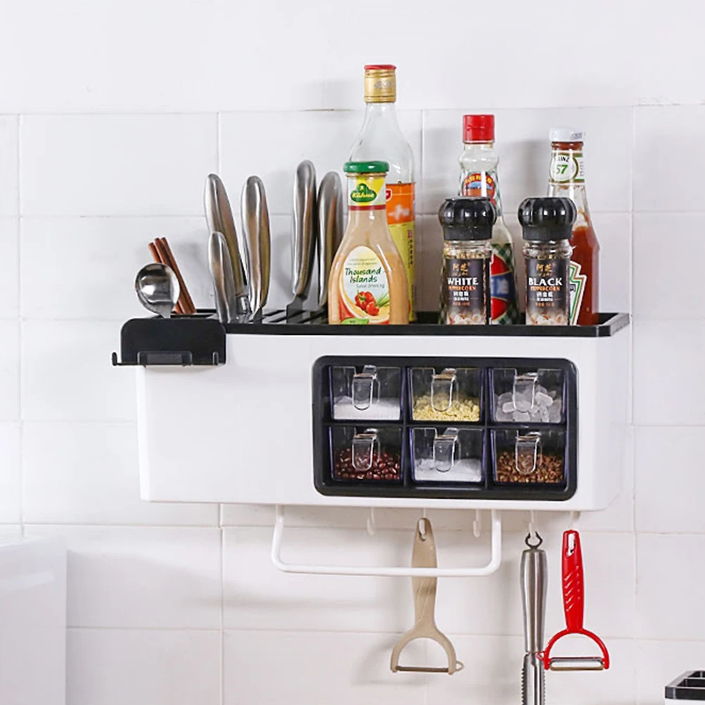 

1PC Multifunctional Wall Mounted Utensil Holder Spice Organizer Kitchen Rack Pot Hanger for Home Restaurants