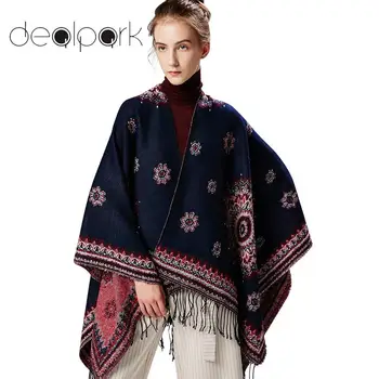 

Korean Fashion Vintage scarves Women 2020 Autumn Winter Poncho Floral Print Warm Square Tassel Scarf Pashmina Shawl Cape ladies