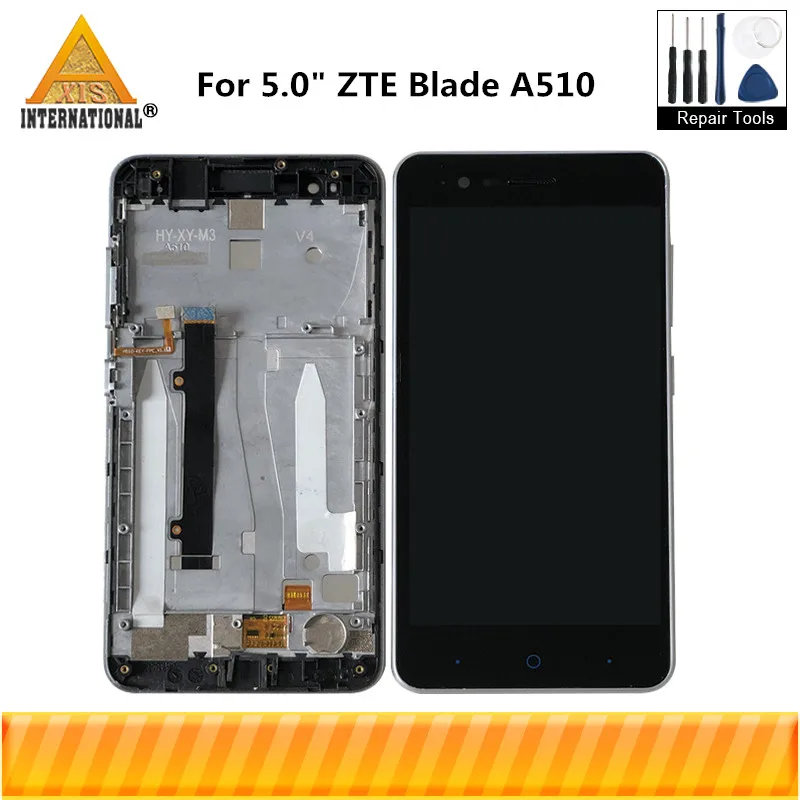 Axisinternational для 5," zte Blade A510 ЖК-экран+ сенсорная панель дигитайзер с рамкой для zte Blade A510 ЖК-дисплей