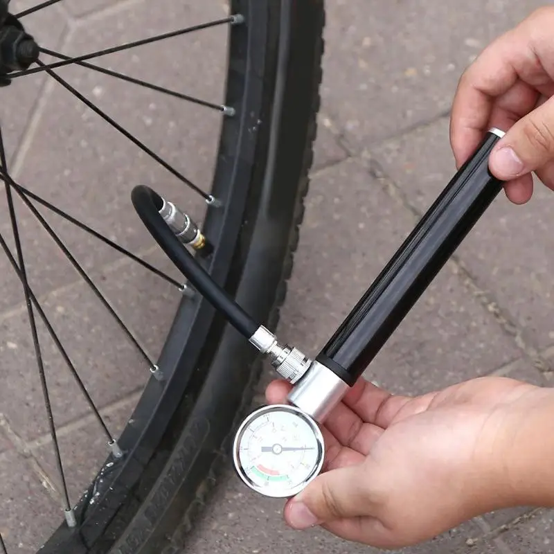 Buy Portable Mini Bicycle Pump with Pressure Gauge Bike Ball Tire Inflator