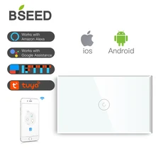 BSEED US Touch Switch Wifi Switch 1 Gang 1 Way 118 Series Smart Switch Glass Light Switch White Black Gold(Neutral Wire Needed