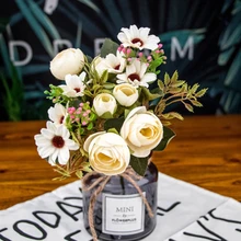 1 букет деревенский Ретро чай Роза свадебный цветок для домашнего декора Искусственные цветы поддельные