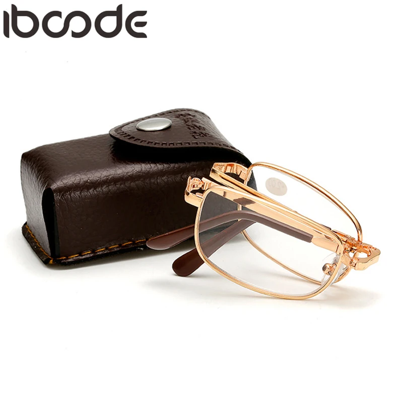 Iboode очки для чтения Для женщин Для мужчин складной металлический каркас унисекс очки с чехол складной дальнозоркости 1,0 1,5 2,0 2,5 3,0 3,5 4,0
