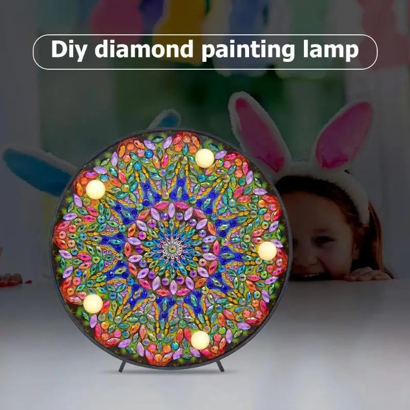 DIY алмазная живопись Светодиодная лампа Мандала полная специальная форма дрель