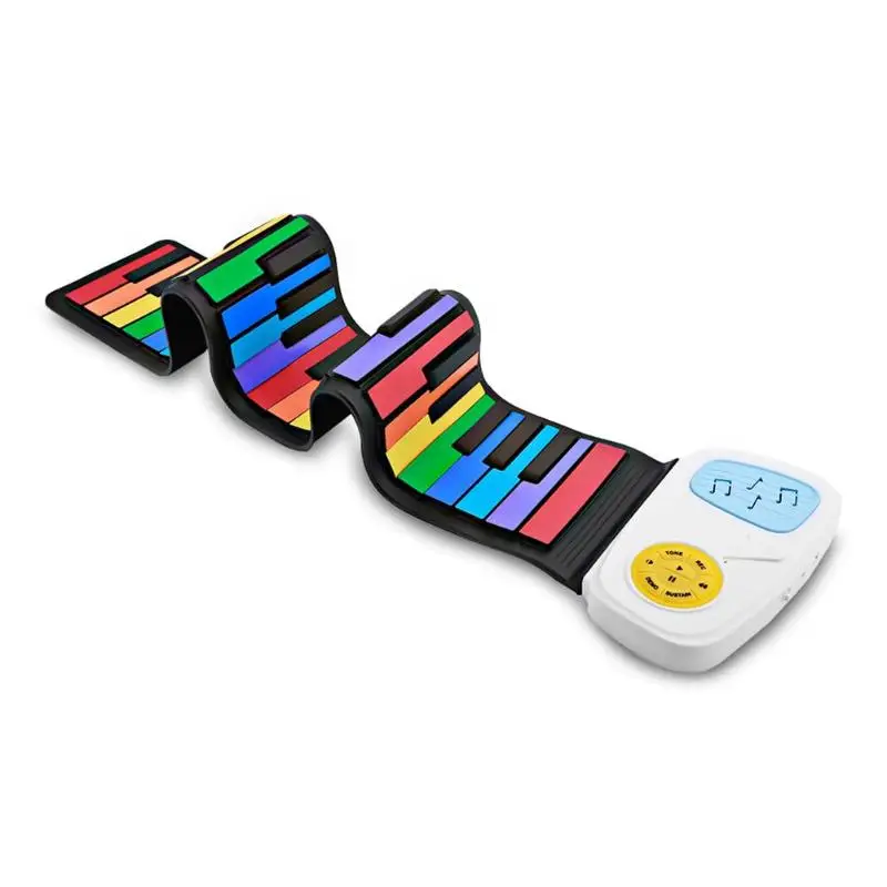 

49 Keys Hand Roll Keyboard Portable Soft Silicone Foldable Roll Up Piano Baby Early Learning Educational Toys Kids Musical Gifts
