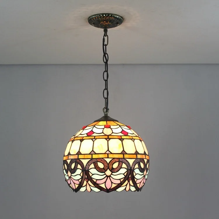 

European Style Retro Tiffany Pendant Lights Stained Glass Love Peach Shaped Baroque 30cm With E27 110-240v Chain Luminarias