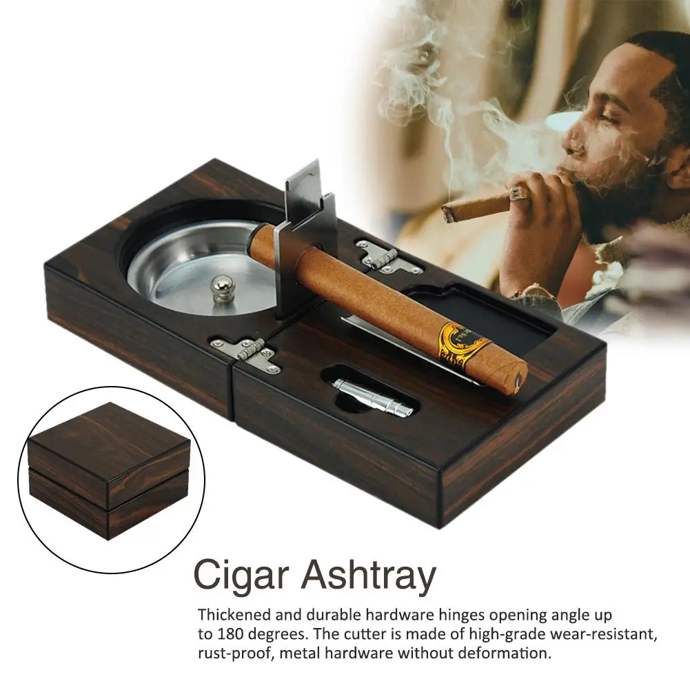 

Cigar Ashtray Cuba Portable Collapsible Solid Wood Stainless Steel Cigar Cutter Holder Cigars Ashtray Cuba Portable Collapsible