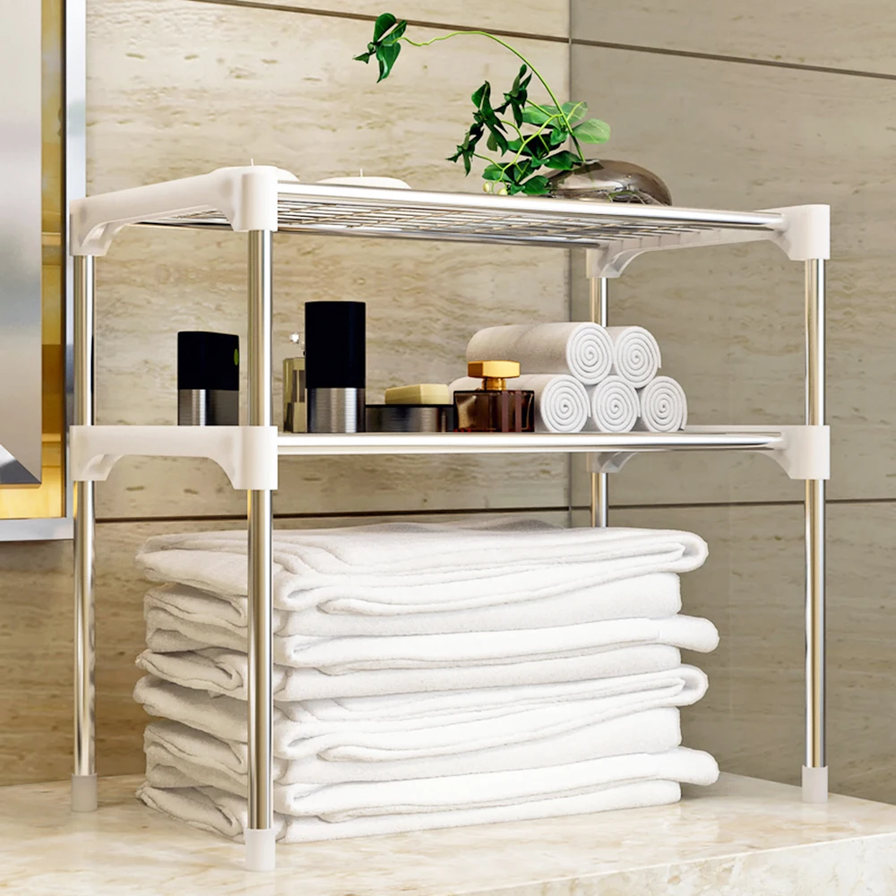 2-х уровневые книга для ванной комнаты полка 3-х уровневая мульти-функциональный Кухня Хранение Полка Стеллаж для стола микроволновая печь стеллаж