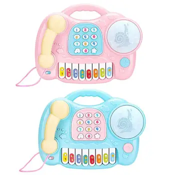 

Children's Multifunction Simulation Telephone Toy Baby Light Music Hand Drums Puzzle Electronic Keyboard Early Learning Machine