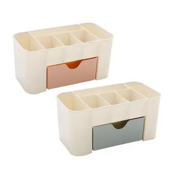 

2pcs Multifunctional Saving Space Desktop Comestics Toiletry Organizer Makeup Storage Box with Drawer (Random Color)