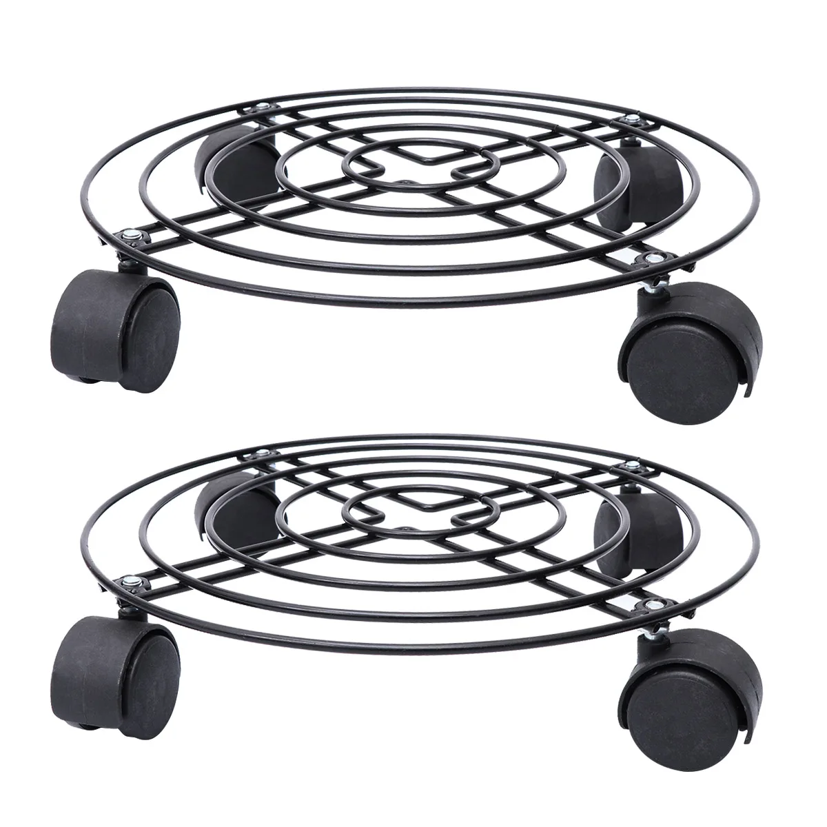 

2 pcs Flowerpot Tray Round Shape Metal Movable Solid Color Plant Pot Holder Flower Stands Planter Pot Mover with Wheels Caster
