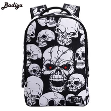 3D череп рюкзак для ноутбука большой емкости панк рок печати школьные сумки повседневные школьные ранцы для мальчиков