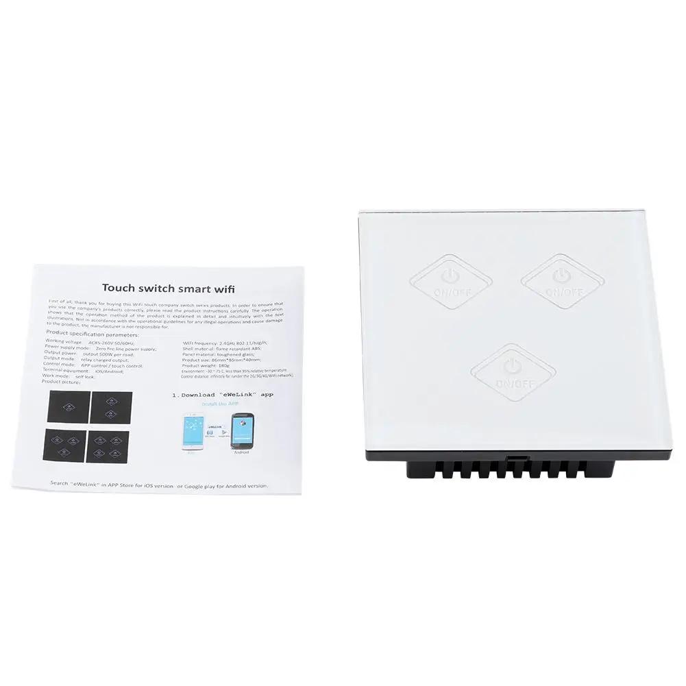 

3 Way Smart Switch Panel Support for ALEXA Google home AC90-250V Wireless Touch Smart Switch Electronic Switch