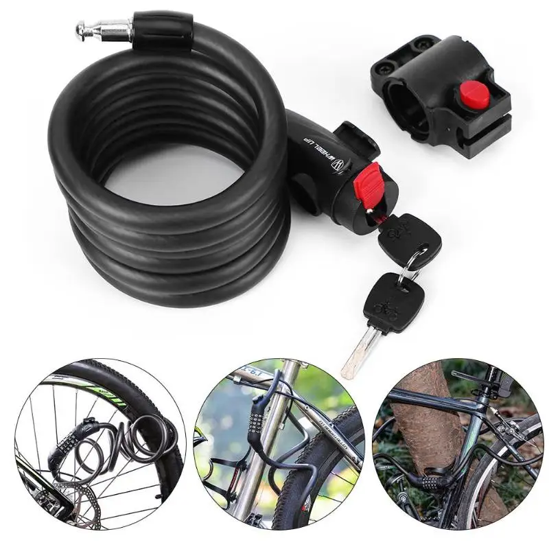 

1.2m Anti Theft Bike Lock Steel Wire Safebicycle MTB Mountain Road Bicycle Lock with 2 Keys 1 Holder