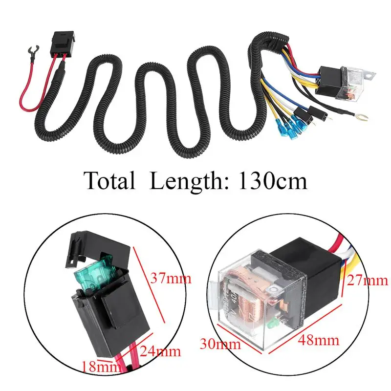  Hot Sell 12/24V 40A Electric Horn Relay Wiring Harness Kit For Grille Mount Blast Tone Horns Car Hi