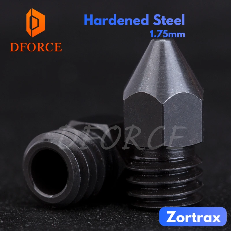 

DFORCE high temperature Hardened Steel Zortrax Nozzles for Zortrax M200 M300 3D printer PEI PEEK or Carbon fiber Extruder